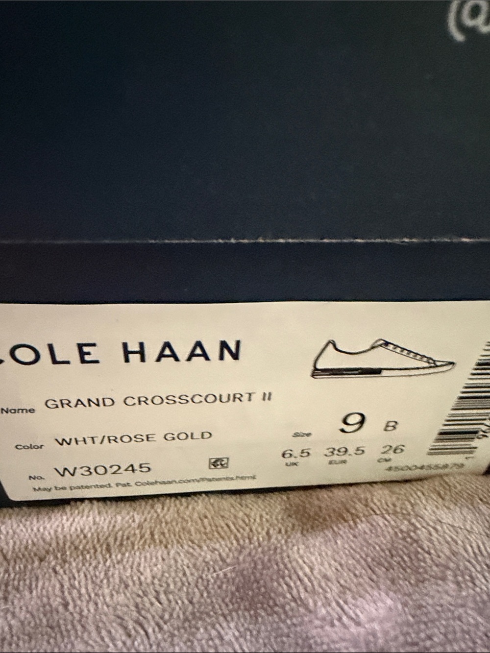 Cole Haan Grand Crosscourt ll  White Sneakers with Rose Gold Accents NIB. SZ 9